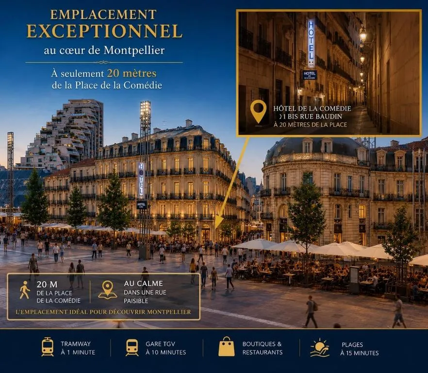 La Place de la Comédie à Montpellier, à quelques pas de l'hôtel